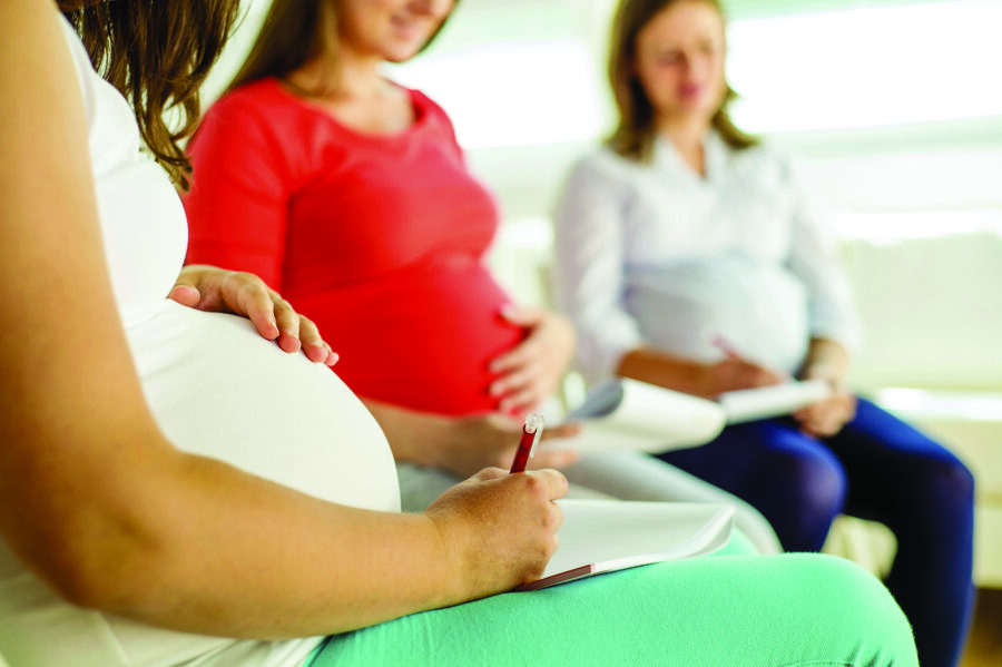 Pregnant women at antenatal class